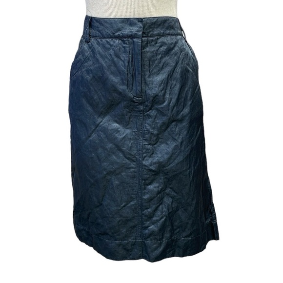 Eileen Fisher Skirt Women's 12 Grey Knee Length Crinkle Fabric Italian Fabric